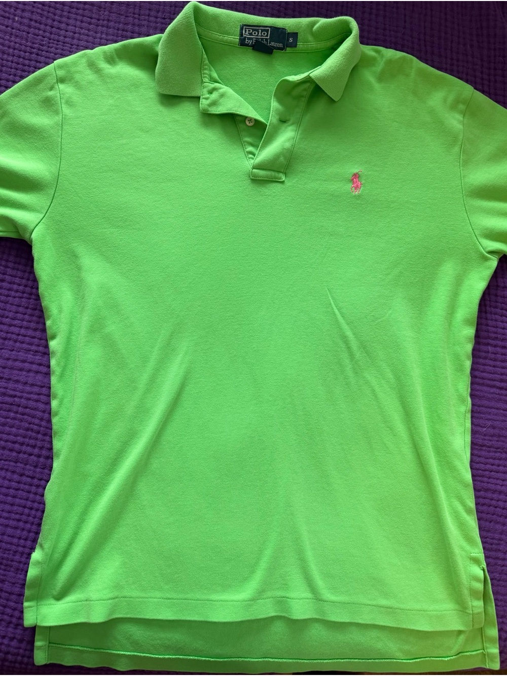 Polo by Ralph Lauren Mens Neon Lime Polo with Pink Pony